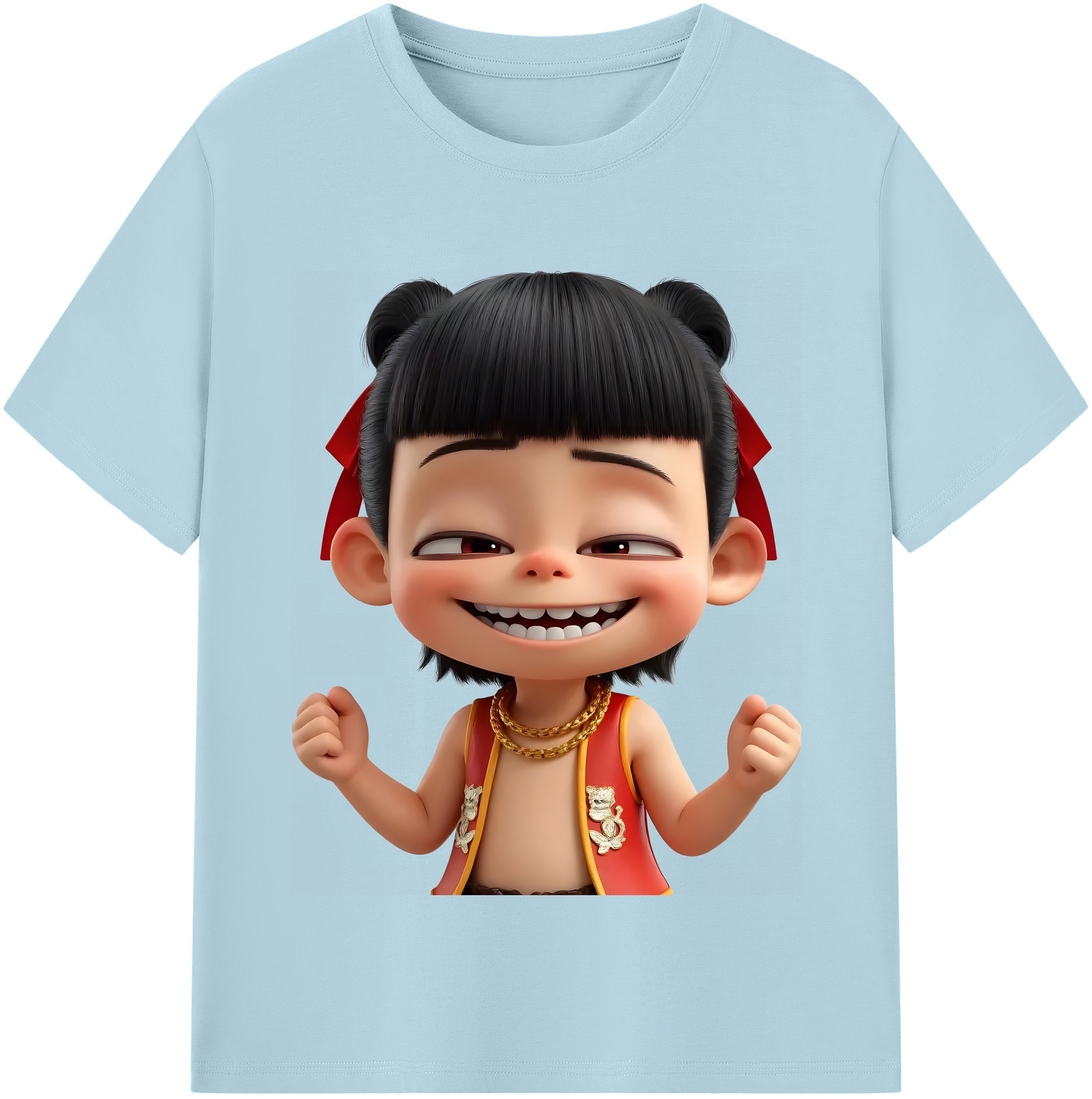 （画像用） Ne Zha 2 ナタ 魔童の大暴れ 綿100％半袖Tシャツ（フロントプリント）